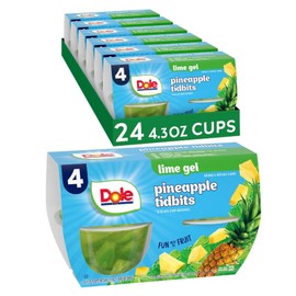 Dole Fruit Bowls Pineapple in Lime Flavored Gel Snacks, 4oz 24 Total Cups, Gluten & Dairy Free, Bulk Lunch Snacks for Kids & Adults