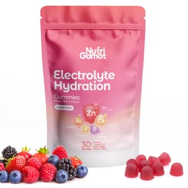 NutriGamot Electrolyte Hydration Gummies Sugar Free | Mixed Berry Flavor - 5 Essential Electrolytes for Runners, Post-Workout Recovery & Endurance – Energy Support Chews, Great Taste, 60 Gummies