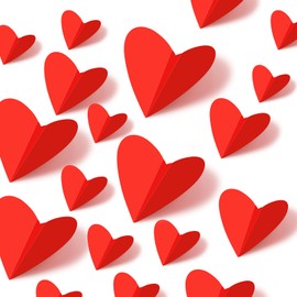 60 Pcs Valentines Day Wall Decorations - 3D Heart Stickers, Waterproof Wall Decals for Home, Bedroom, Wedding, Anniversary, Party, Office, and School Decor (Red)