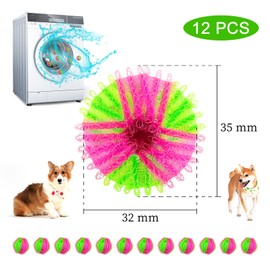 FuninCrea 12 Nylon Washing Balls, Reusable Washing Machine Lint Filter, Anti-Winding, Floating Pet Hair Remover, Washing Machines, Pet Hair Catcher Balls for Laundry (A)