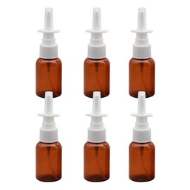 OHEETU 6PCS 10ML Empty Brown Glass Nasal Spray Bottles Refillable Fine Mist Sprayers Travel Sample Perfume Cosmetic Liquid Nose Mist Storage Containers Vials