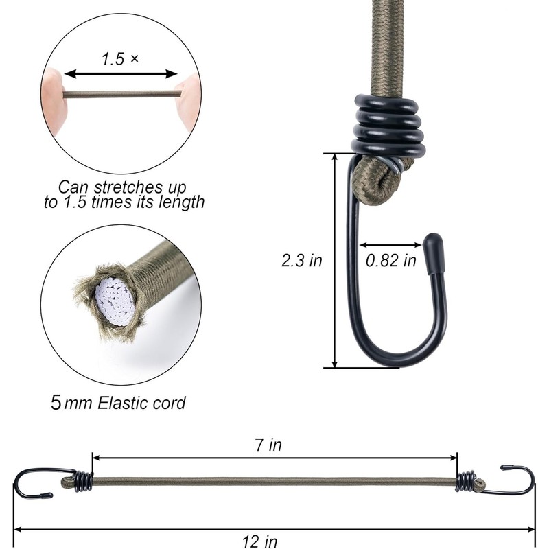 Heavy Duty 12inch Bungee Cords with Hooks,10Pcs Heavy Duty Extra