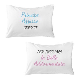 MR Cotton Pair of 100% Pure Cotton Talking Cushion Covers for Pillows and Pillows, 50 x 80 cm, Italian Design (Sleep Beautiful)