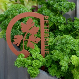 UNUS Garden Herb Stakes, Set of 10, Garden Decoration, Rust Look for Screw-on, Patina Metal Rust Stakes, Rust Decoration for Garden, Patio or Balcony