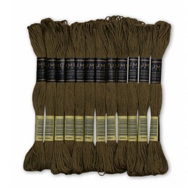 UMC STAG Pack of 12 Premium Embroidery Thread | 100% Egyptian Cotton Premium Skeins | Cross Stitch Embroidery Floss | Oeko TEX Certified Stranded Cotton | Ideal for Arts & Crafts (Drab Brown 889)