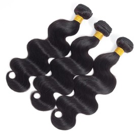 Human Hair Bundles Body Wave 14 14 14 Inch 100% Unprocessed Brazilian Hair 3 Bundles Human Hair Extensions for Women Natural Black