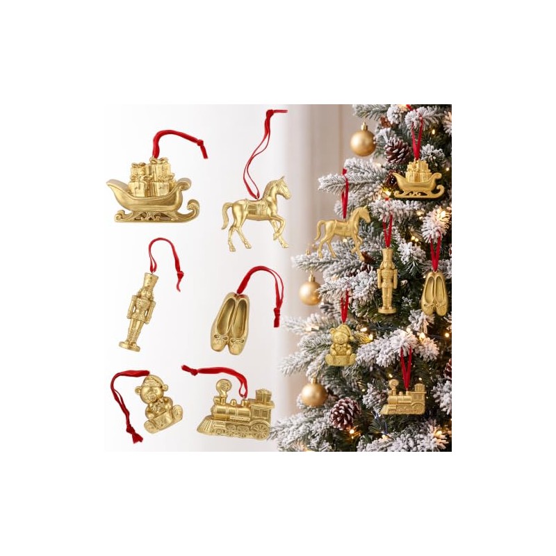 Novabright 6 adornos de Navidad dorados clásico para árbol, decoración
