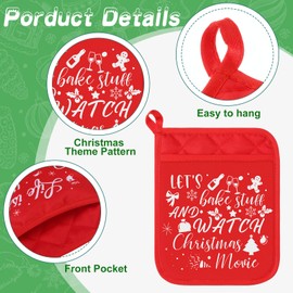 24 Pieces Christmas Pot Holders with Pocket Red Pocket Pot Holder Kitchen Hot Pad Oven Mitts Farmhouse Hot Potholders Cookie Bag Kitchen Cooking Baking