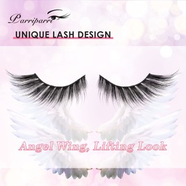 Parriparri Artificial Eyelashes, Cat Eye Lashes, 5 Pairs, Fluffy Fox Eyelashes, Natural L Curl, Foxy Eye, False Eyelashes, Cat Eye, Angel, Winged Fake Lashes, Cateye