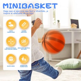 CHENGBAO Juego de 6 Piezas Mini Baloncesto，18CM Baloncesto para Niños ，Suave Minipelota de Goma, con Tubo Inflable，Diseñado Especialmente para Manos Infantiles