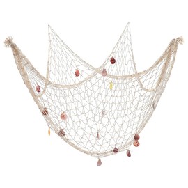 Capaneus 100 x 200 cm Beige Fishing Net with Shells for Hanging Fish Net Decoration, Maritime Decoration, Nets Background Wall Decoration for Carnival, Wedding, Party, Photography, Stage