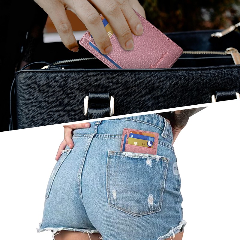 Travelambo Slim Wallet Front Pocket Minimalist Leather RFID Blocking Medium