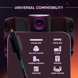 SatelliteSale Digital Toslink SPDIF Audio Optical Fiber Cable Universal Wire PVC Black Cord 6 feet