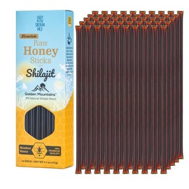 50-pack Siberian Wild Meadow Flowers Honey Sticks with Shilajit 8% Raw Siberia Meadow Flower Honey Golden Mountains Snack