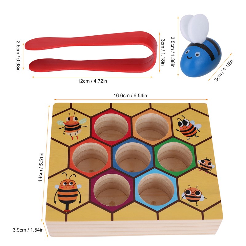 Fun Bee Picking Toy Kids Hand Grasping Training Wooden Games