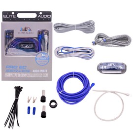 Elite Audio Pro-Economy Series Amplifier Wiring Kit - 5000 Watt Max Power, Tinned Copper Cables, 2-Channel RCA Cable, Mini-ANL Fuse Holder, Install Kit - PROECK-0 (4-Gauge)