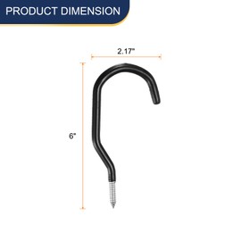 sourcing map 6pcs Bike Hooks 6" Capacity 80LB Screw in Garage Bike Storage Hooks Wall Ceiling Utility Mounted Hooks for Hanging Bicycle Cords Garden Tools, Black