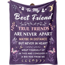 EOBIBIFUN Best Friend Blanket Gifts, Friendship Blanket Gifts for Women, Work Bestie, BFF, Soul Sister, for Women Friends on Mothers Day, Birthday, Christmas, to My Friend Throw Blanket, 60"x50"