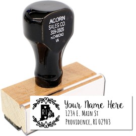 State Love Address Stamp for Rhode Island, Use with Stamp Pad, Use to Stamp Stationery, Rectangular Design, Size 7/8" x 2-1/4"