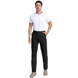 Men's Hiking Convertible Pants Quick Dry Lightweight Zip Off Cargo Pant Waterproof Fishing Shorts for Outdoor,Safari,Camping Black
