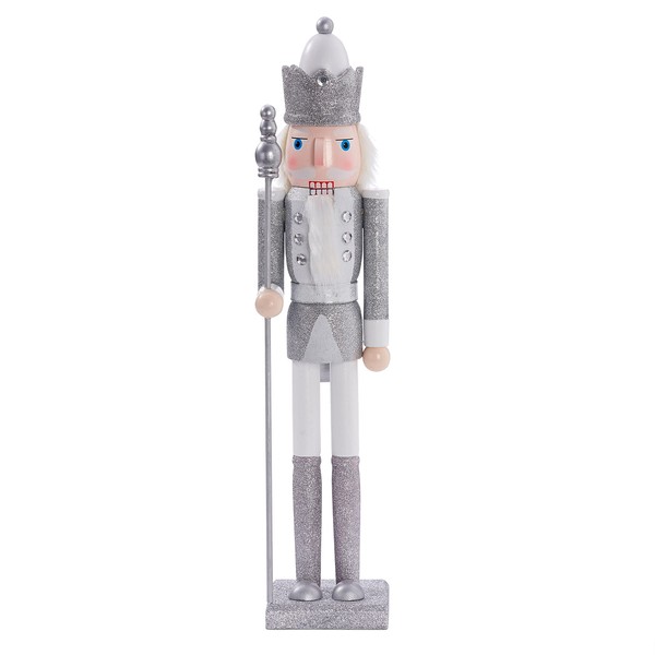 THE TWIDDLERS - Large Silver Christmas Nutcracker Soldier Ornament, 50cm / 20" - Handmade with Premium Wood and Moveable Parts, Festive Xmas Decoration