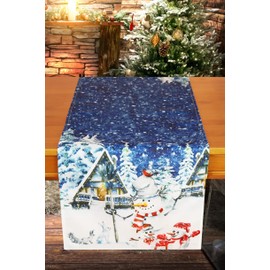 Kamaca Table Runner 40 x 150 cm with High-Quality Print Motif, Kitchen Dining Table Eye-catcher, Autumn, Winter, Christmas (Winter Fun 40 x 150 cm)