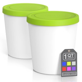 BALCI - Premium Ice Cream Containers (2 Pack - 1 Quart Each) Perfect Freezer Storage Tubs with Lids for Ice Cream, Sorbet and Gelato! - Blue