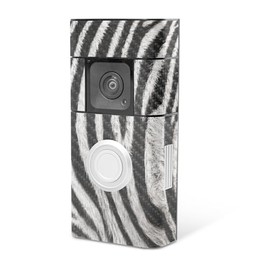 MightySkins Carbon Fiber Skin Compatible with Ring Video Doorbell Plus - Zebra Closeup | Protective, Durable Textured Carbon Fiber Finish | Easy to Apply