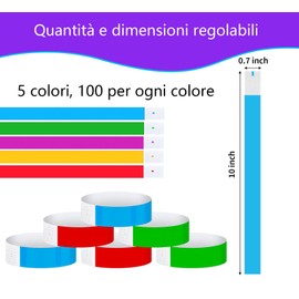 CUEMOON 500 Pezzi Festival Braccialetti, Festival Braccialetti Impermeabili, Braccialetti Carta Eventi, per Parchi Divertimento,Feste,Bar, Mostre,Impermeabile, 5 colori