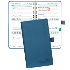 POPRUN Academic Pocket Diary 2025-2026 Slim (16.5x9 cm) Week to View Spiral 17 Months (Aug'25 - Dec'26) Small Diary,Mid Year Weekly Planner PU Leather Cover (Night Sky Blue)