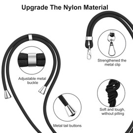 2Pack Phone Lanyard, Adjustable Phone Lanyard Crossbody Neck Straps with 4×Phone Patches for Most Smartphones (Black+Black)