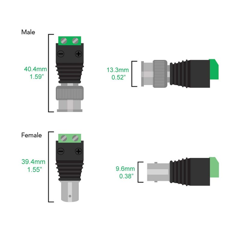 Greluma BNC Female Balun Plug and Camera Connection Adapter for