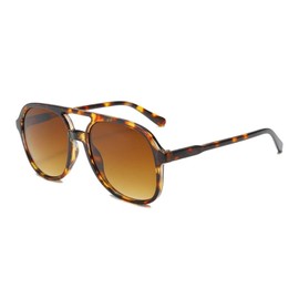 VueLux Vintage Retro Sunglasses Yellow Tinted Glasses Oversized Oversize Sunglasses for Men and Women, Leopard-brown