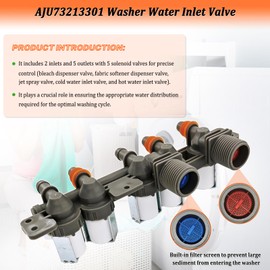 AJU73213301 Washer Water Inlet Valve AJU75152601 for Kenmore/LG Washing Machines Water Valve Replacement Parts AJU75152603, 5221EA1008F