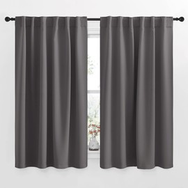 NICETOWN Blackout Curtain Panels for Living Room - (Grey Color) 52x63 Inch, 2 Panels Set, Room Darkening Blackout Drapes for Window