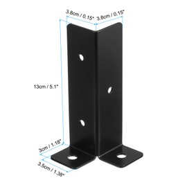 uxcell 8pcs Adjustable Deck Post Base Brackets Fit 1.5x1.5,2x2,2x4,4x4 Post, Reversible Half Column Deck Post Base for Deck Railing Mailbox, Black