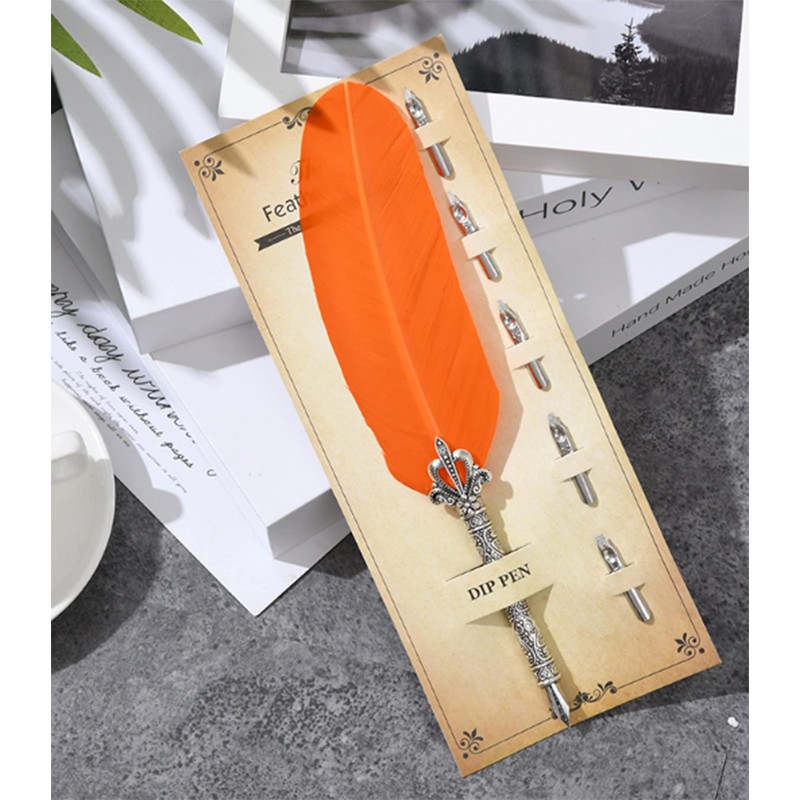 Gullor Calligraphy Feather Quill Pen and 5 Calligraphy Nibs for