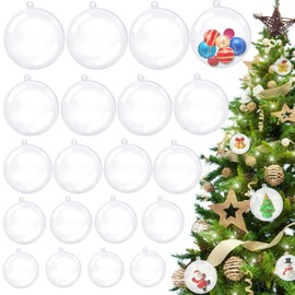25Pack Clear Plastic Fillable Ornaments,Christmas Hanging Balls,Acrylic DIY Decoration Ball for Christmas Tree,Home Decor,Wedding,Craft（30mm/40mm/50mm/60mm70mm）