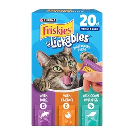 Purina Friskies Lil’ Lickables with Chicken, with Tuna or with Ocean Whitefish Variety Pack Lickable Cat Treats - 10 oz. (Pack of 20)