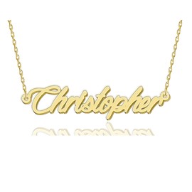 HUAN XUN Christopher Necklaces Gold Name Necklace for Women Charm Initial Jewelry for Mom Mama Birthday Anniversary