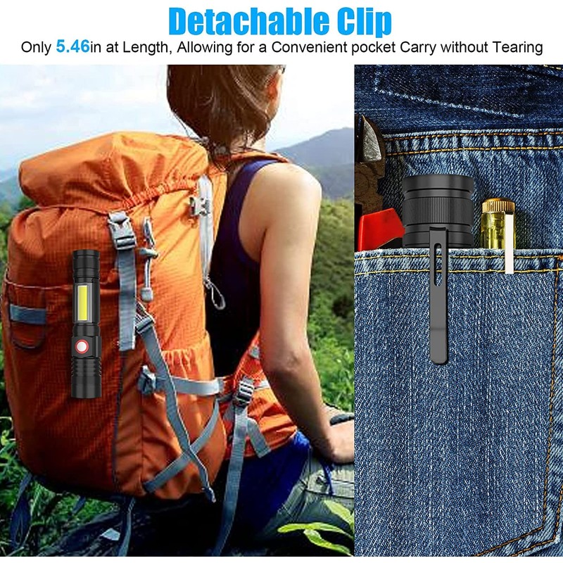 USB Rechargeable Flashlight, Magnetic LED Flashlight, 2000 Lumen Super Bright