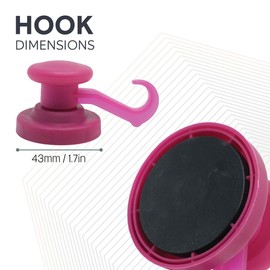 Purple Rubber Coated Neodymium Magnet with Swivel Hook for Holding Rope, Wires and Clothing - 43mm dia