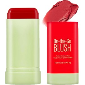 LUHI Barra de Rubor en Crema, rubor en barra, Blush Cremoso, Barra de Rubor Hidratante de Textura Cremosa, Mate de Piel Madura. (1PCS, Rojo)