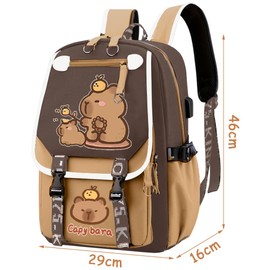 YEIUZPT Capybara Kids Backpack, Capybara Schoolbag Rucksack Cartoon Toddler Daypack School Backpack Adjustable Rucksack Large Capacity Nursery Daypack Lightweight Waterproof Casual Book Bag for Kids