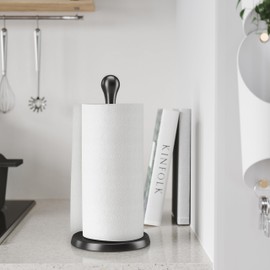 Umbra Tug One-Handed Tear Modern Paper Towel Holder, Black