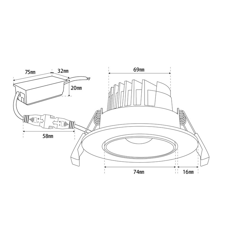Wasser LED Downlight, White, 4,000k, Construction Required, 3.5 - 3.9