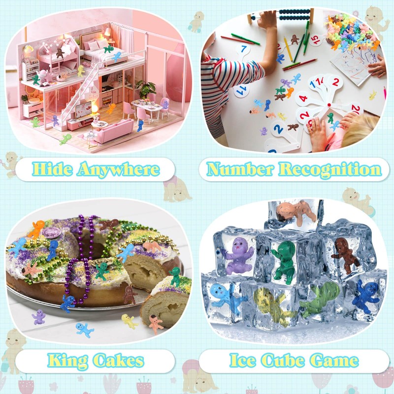 Selizo 120pcs Mini Plastic Babies, Tiny Plastic Baby Figurines Small