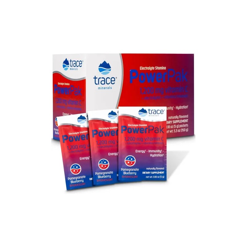 Electrolitos Trace Minerals PowerPak Vitamina C 30 Sobres Sabor Blueberry