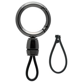 DIGOYE Tool-free Quick Release Car keychain Metal & TPU Strap Key Chain Detachable Cute Key Fob Holder for Men & Women (Round, Black)