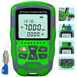 Dry Cell A-M70 VFL Visual Fault Locator 30KM & OPM Portable Optical Power Meter (FC/SC/ST) & RJ45 Network Test Portable Fiber Optic Tester ‑70 to +10 1pc FC to LC Adapter